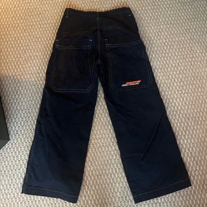 jnco rave jeans with slick embroidered design